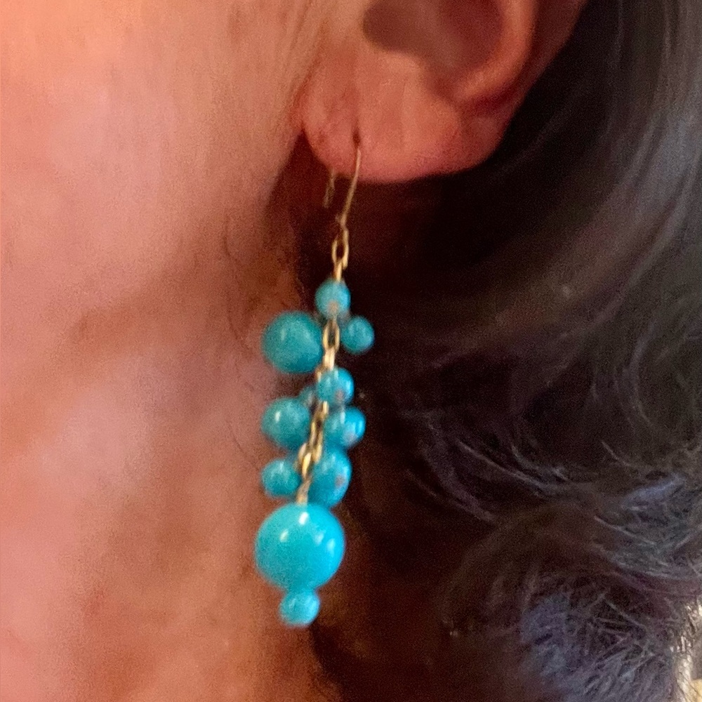Vintage Turquoise Beaded Dangle Earrings